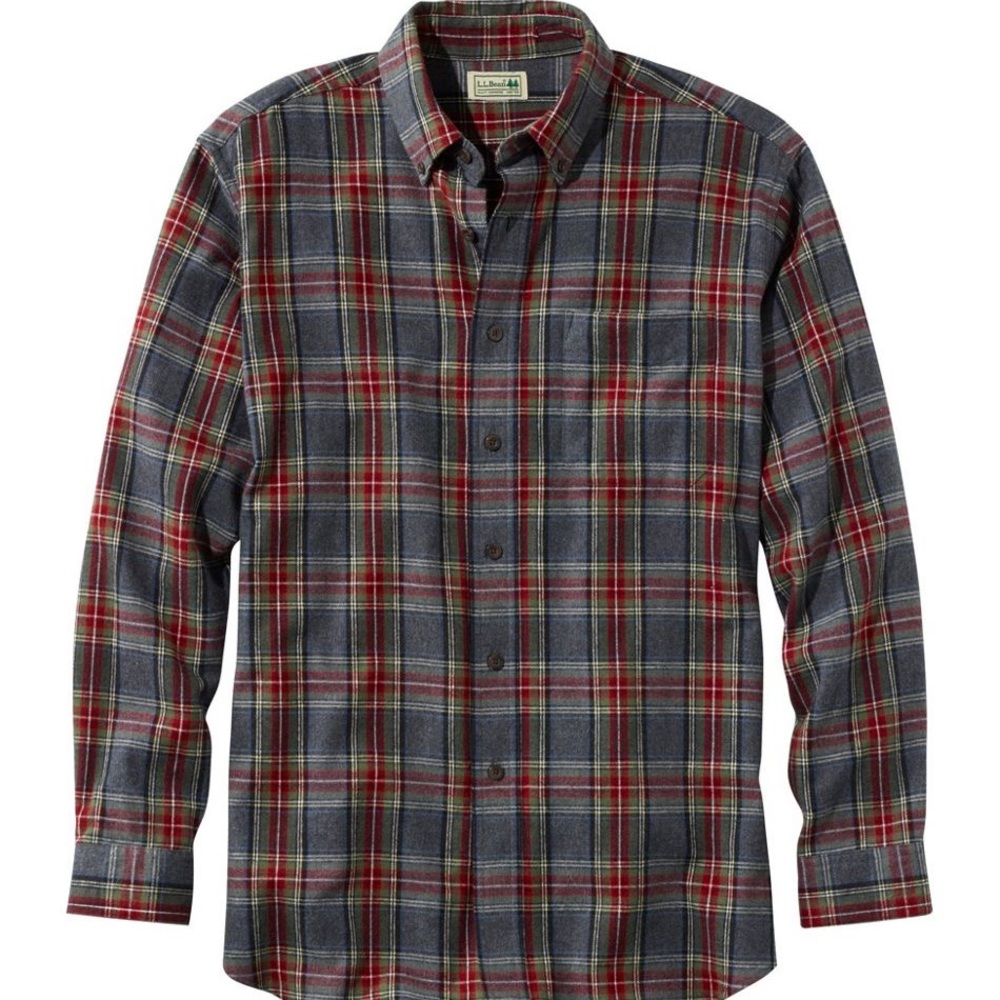 L.L. Bean scotch plaid flannel button up shirt